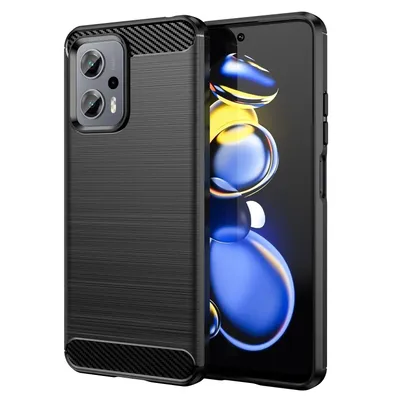 Image de Coque de protection pour téléphone, compatible avec les modèles Samsung, Sony et Xiaomi, finition carbone, couleur : noir, modèle : Xiaomi Redmi 10 (2022)