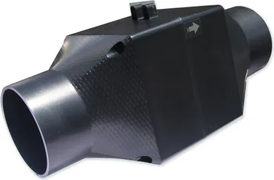 A black ventilation component for a camper.