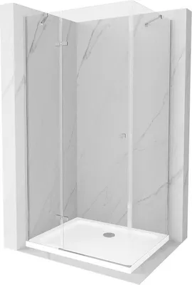 Immagine prodotto di Mexen Roma cabina doccia a battente 110 x 100 cm, trasparente, cromo + piatto doccia Flat - 854-110-100-01-00-4010