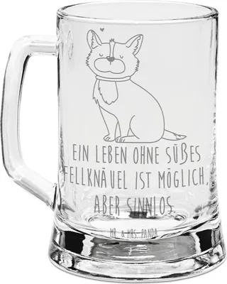 Produktbild von Mr. & Mrs. Panda Krug Hund Glück - Transparent - Geschenk, Sprüche, Humpen, Gravur Bierkrug, Liebe, Glas, Corgie, Seidel, Spruch, Herz, Mit