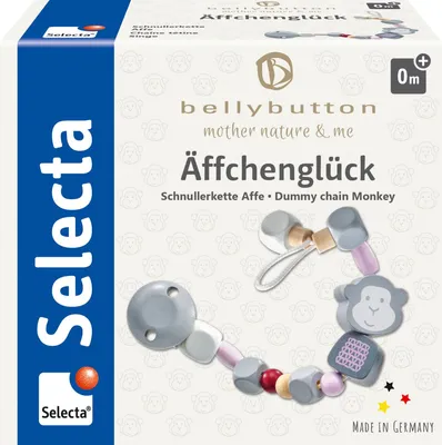 Immagine prodotto di Selecta bellybutton Äffchenglück Schnullerkette, Schnuller Kette, Schnullerband, Schnullerclip, Rosa, 22 cm, 64023