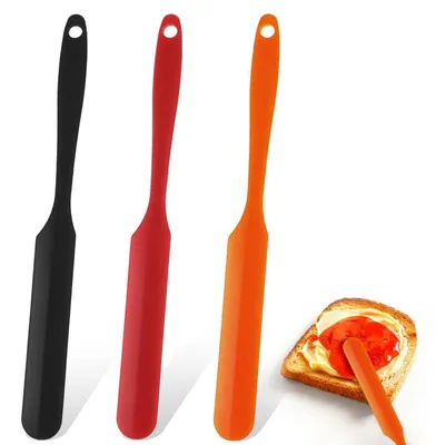Immagine prodotto di Set di 3 spatole in silicone con manico lungo, ideali per vetreria e utensili da cucina