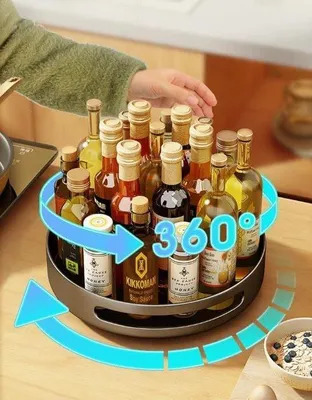 Produktbild von Famanu Drehbare Küchenorganizer 360° - Multifunktionales Kräuterregal, Schwarz