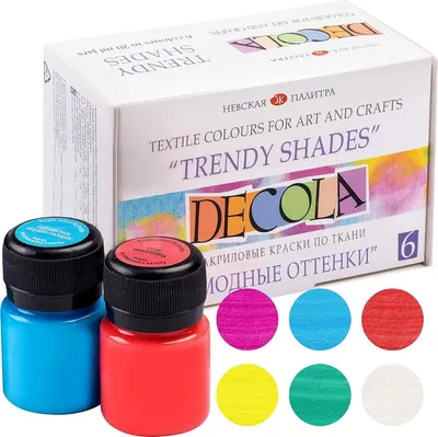 Produktbild von Decola Textilfarbe Set, 6 x 20 ml, "Trendy Shades"