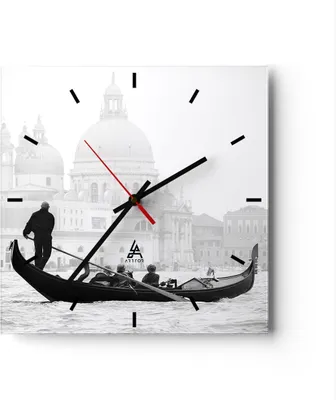 Produktbild von Wanduhr - Quadrat - Glasuhr - Venedig Basilika - 40x40cm - Schleichendes Uhrwerk - Lautlos - zum Aufhängen bereit - Dekoration Modern - Wanddekoration aus Glas - C3AC40x40-3563