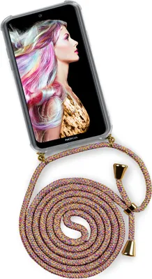 Produktbild von TWIST-Case + TWIST-Cord für Nokia 2.2, Farbe:Sunny Rainbow (Gold)