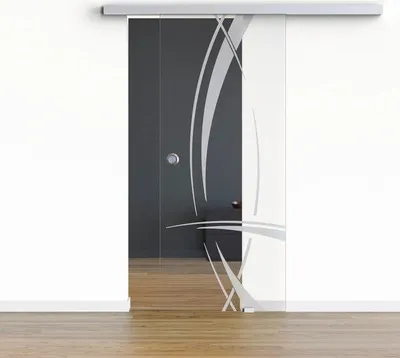 Produktbild von Pertura Glasschiebetür Komplettset Glera Tangle 01 1025x2175 mm Rechts inkl. Beschlag Selir Aluminium natur,Griffmuschel