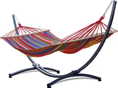 Produktbild von Potenza Outdoor Hängematte mit Gestell für 2 Personen I Stabhängematte XXL 220x160, 200kg I Hängemattengestell 220kg Wetterfest