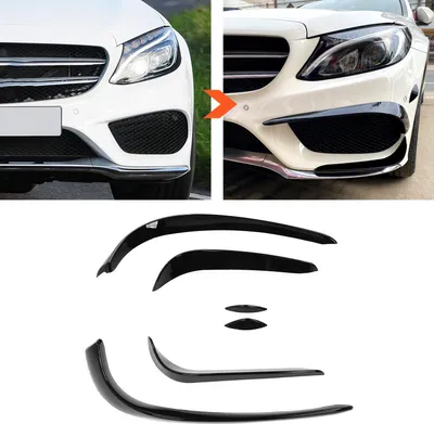 Immagine prodotto di set 6 pezzi spoiler paraurti anteriore, nero lucido, ricambio per Mercedes-Benz Classe C W205 AMG-LINE C43