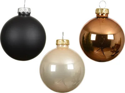 Produktbild von Weihnachtskugeln Glas 6cm x 20 Stück - Schwarz / Braun Mix