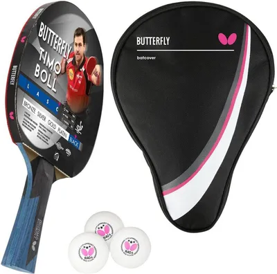 Produktbild von Butterfly 1x Timo Boll Black 85031 Tischtennisschläger + Tischtennishülle Drive Case + 3 x 40+ 3*** Bälle