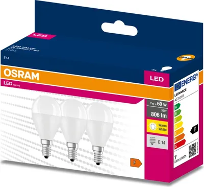 Produktbild von 3 x Osram LED Leuchtmittel Classic P Tropfen 7W = 60W E14 matt 806lm warmweiß 2700K