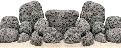 Produktbild von Aquariumdekoration-Set AQUAPET Black Lava Pebbles Mix 10Kgca. 7 - 13 cm