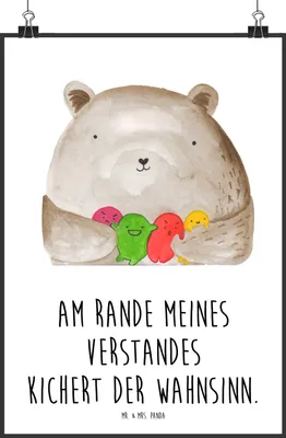 Produktbild von Mr. & Mrs. Panda Bild Bär Gefühl DIN A3 - Weiß - Geschenk, Durchgedreht, Kunstdruck, Teddy, Wandbild, Verrückt, wanddeko, Plakat, Wahnsinn, drucke