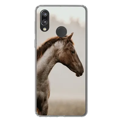 Produktbild von MuchoWow® Handyhülle Schutzhülle Hülle für Huawei P20 Lite (2020) Pferd - Nebel - Natur Silikon Softcase Handy Hülle - Kartenhalter