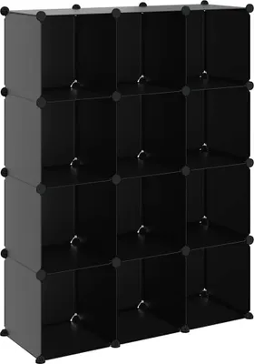 Produktbild von vidaXL Regalsystem mit 12 Würfeln Schwarz PP
