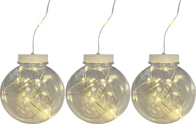 Produktbild von 3er LED Deko Glühbirne Lichtkugel Dekokugel Kugellampe Batterie Ø8cm warmweiß