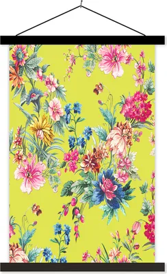 Produktbild von MuchoWow® Textilposter Blumen - Farben - Pastell 40x60 cm mit schwarzem Rahmen - Wanddekorationen