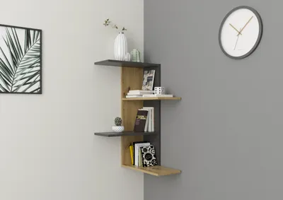 Produktbild von FMD furniture Eckregal mit 4 Ebenen 45 x 45 x 75 cm in Artisan Eiche / Matera Zickzackregal für Schlafzimmer, Wohnzimmer, Küche