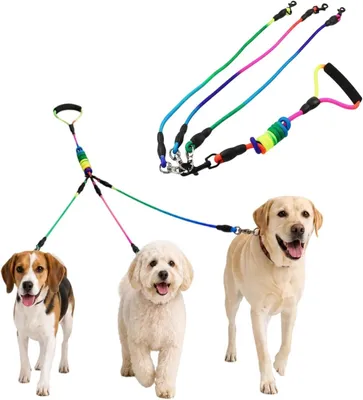 Imagen del producto de Correa para perros 3 en 1, ajustable, con 3 correas, de nylon, para varios perros