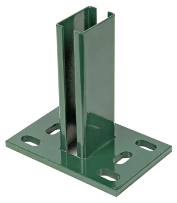 Obrázek produktu pro Alberts 686079 Pfostenträger für Zaunpfosten für Doppelstabmatten, zum Aufschrauben, feuerverzinkt grün, Platte 150 x 100 mm, für Pfosten 60 x 40 mm