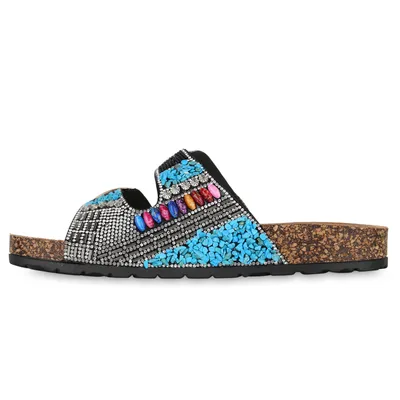 Produktbild von VAN HILL Damen Pantoletten Sandalen Bequeme Strass Zierperlen Schuhe 840950, Farbe: Schwarz, Größe: 37