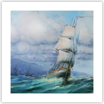 Produktbild von Poster - Poster ohne Rahmen - Meer Segelschiff - 40x40 cm - Wand Bild - Wanddeko - Wandbilder - Kunstposter - Wandposter - Bilder - Kunstdruck - Wanddekoration - Wandbild - P2XAC40x40-3782