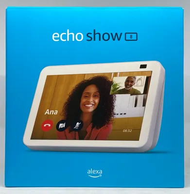The image shows the packaging of an Amazon Echo Show 8.