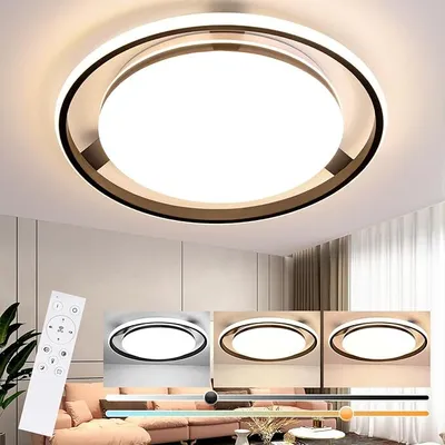 Obrázek produktu pro ZMH Stropní světlo LED stropní světlo obývací pokoj - černé Stmívatelné kulaté 3000K-6500K 42W 44,5 ∗ 44,5 ∗ 5,5cm