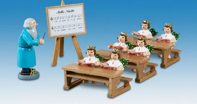 Produktbild von Holzfigur Petrus mit Engelschule mit Krone Höhe 6cm NEU