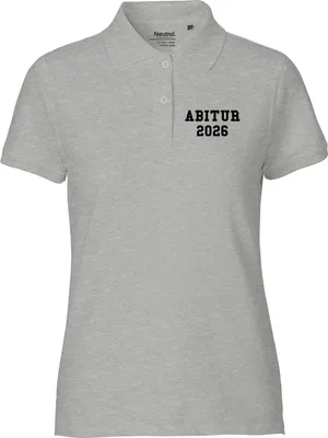 Produktbild von Huuraa Damen Polo Shirt Abitur 2026 ABI L Sport Grey Bio Baumwolle Fairtrade Poloshirt Geschenkidee