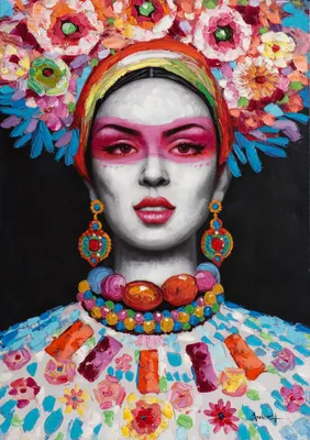 Produktbild von ArtUniverse Leinwandbild Frau Mit Blumen Dekoration 70 x 100 cm