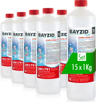 Produktbild von 15x1 kg BAYZID® Flüssigchlor 13% zur effektiven Pool Desinfektion