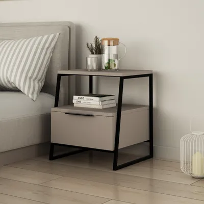 Produktbild von DECORTIE Pal Modern Nachttisch Mokka Grau Mehrzweck , 45 x 40 x 50 cm