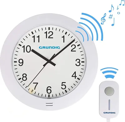 Produktbild von Wanduhr Uhr mit Türklingel, Analoge Zeitanzeige, 45 Klänge - 36 Melodien und 9 Alarmtöne - Grundig