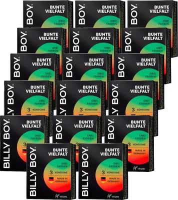 Produktbild von 51 (17 x 3er) Billy Boy Bunte Vielfalt Kondome farbig - Standardgröße