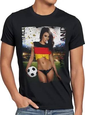 Produktbild von style3 WM 2026 Soccer Girl Herren T-Shirt Fußball Weltmeisterschaft Fan-Outfit Deutschland Schwarz