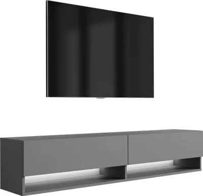 Obrázek produktu pro TV dolní skříňka 170 cm antracitová, bílá LED, 170 × 32 × 34 cm