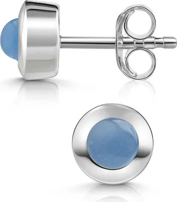 Produktbild von MATERIA by Matthias Wagner Chalcedon Ohrstecker Silber 925 rund hellblau SO-207-Chalcedon