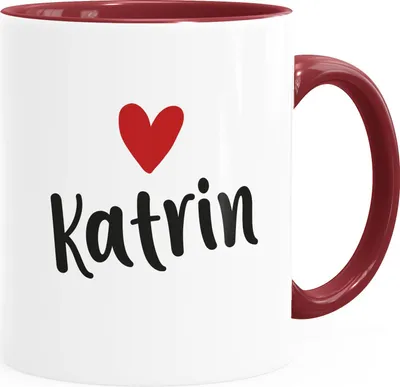 Produktbild von Kaffeetasse mit Namen und Herz personalisierbares Motiv individuelles Geschenk Liebe beste Freundin SpecialMe® inner-bordeaux Keramik-Tasse