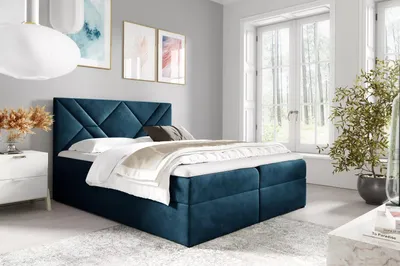 Obrázek produktu pro Boxspringová postel ASKOT - 200x220, modrá + topper