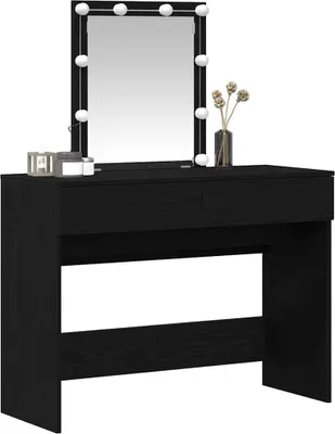 Produktbild von vidaXL Schminktisch mit Spiegel Schwarz Eichen-Optik 100 x 40 x 130 cm
