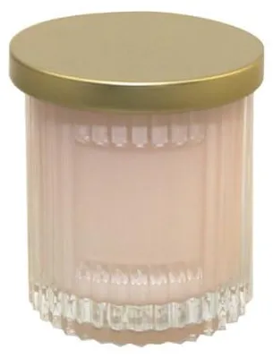 Produktbild von Rosa Kerze mit goldenem Deckel und Kokosduft