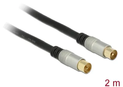 Obrázok produktu pre DeLOCK 88946, 2 m, RG-6/U, IEC, IEC, Čierna