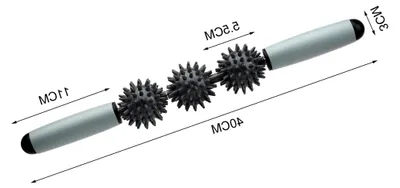 Produktbild von Igelball-Massageroller mit Griff, 40 cm Faszienstab und 3 Igelbällen