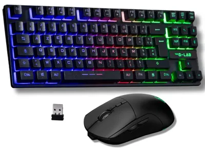Obrázok produktu pre Herná klávesnica a myš s RGB podsvietením, formát TKL, bezdrôtová herná myš