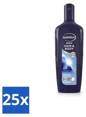 Immagine prodotto di 25 x Shampoo e gel doccia per uomo Andrélon, con eucalipto, 300 ml - Confezione  - 25 pezzi