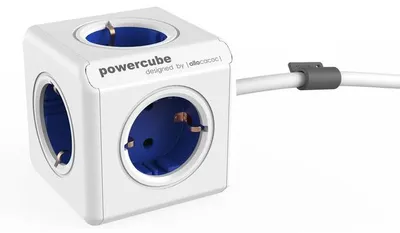 Produktbild von allocacoc PowerCube Extended Blau, Steckdosenwürfel mit 1,5m Verlängerungskabel