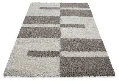 Produktbild von Carpetsale24 Teppich Hochflor Shaggy Kariert Design Teppich Wohnzimmer Flauschig Weich, Grösse: 200x290 cm