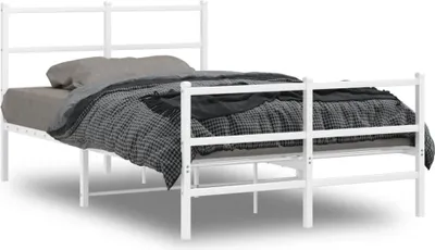 Obrázek produktu pro Rám postele s čelem a podnožkou kovový bílý 120x200 cm